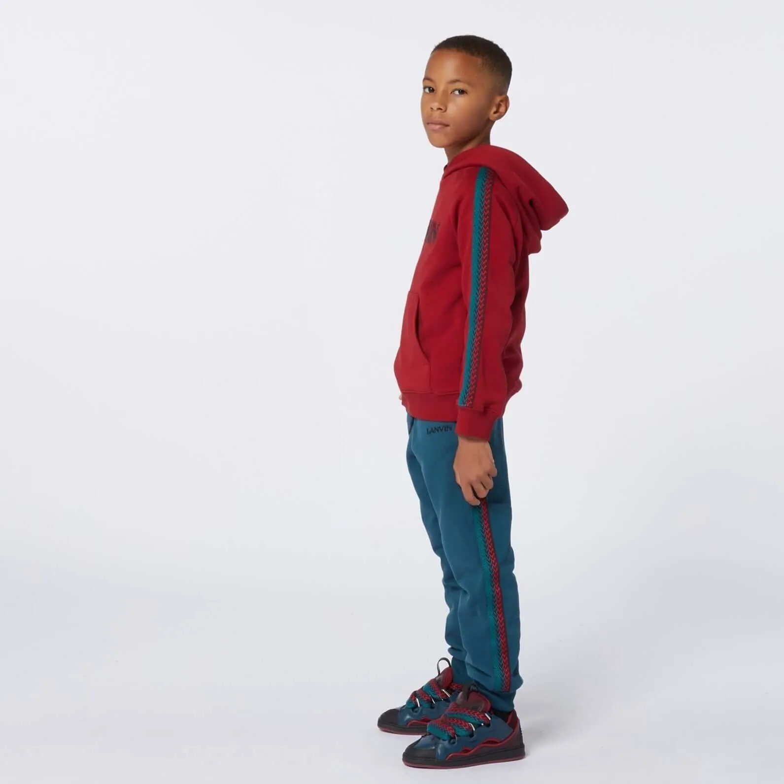 Boys Red Curb Detail Logo Hoodie