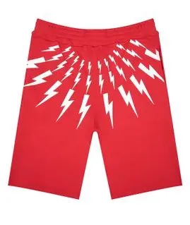 Boys Red Thunderbolt Jersey Shorts