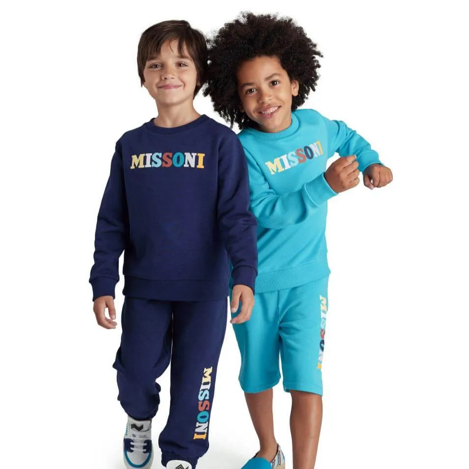 Boys Turquoise Logo Short