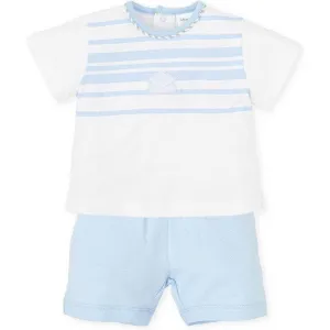 Boys White & Blue Shorts Set