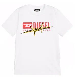 Boys White Barbed Wire T-Shirt