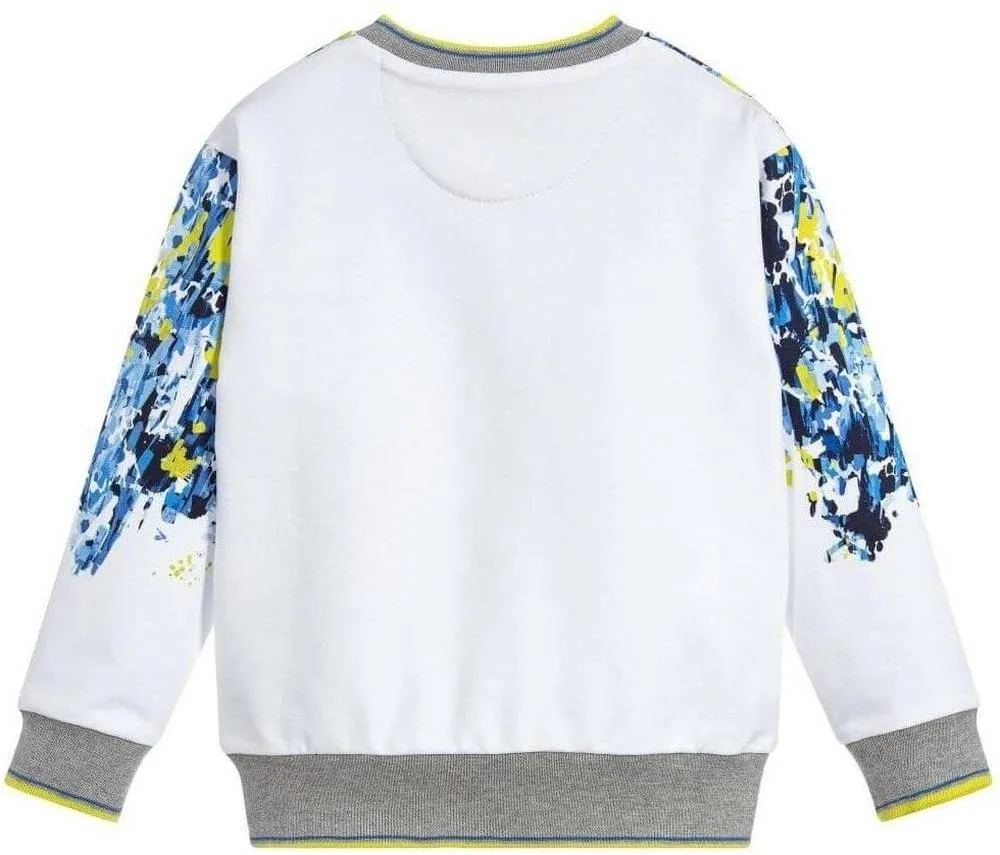 Boys White Brushed Leopard Print Sweatshirt