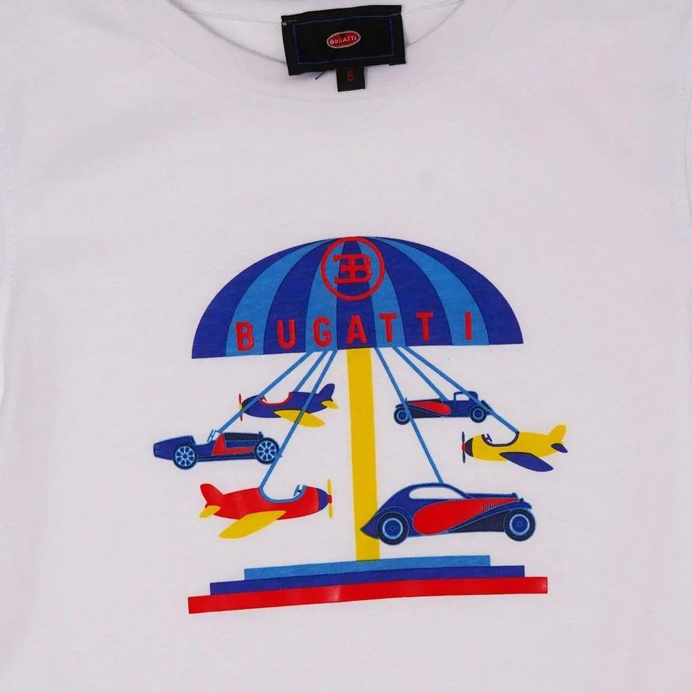 Boys White Car Carousel T-Shirt