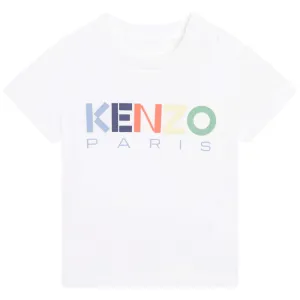 Boys White Cotton Logo T-Shirt