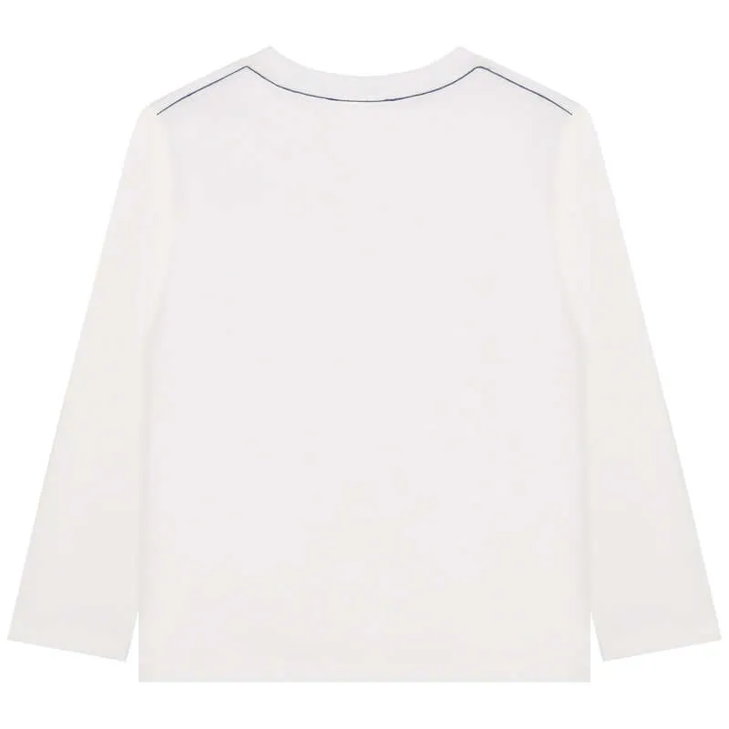 Boys White Cotton Logo T-Shirt