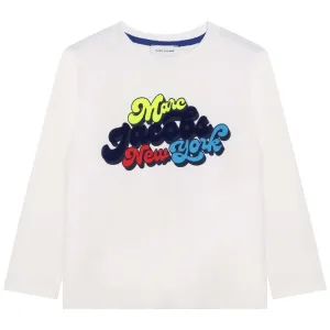 Boys White Cotton Logo T-Shirt