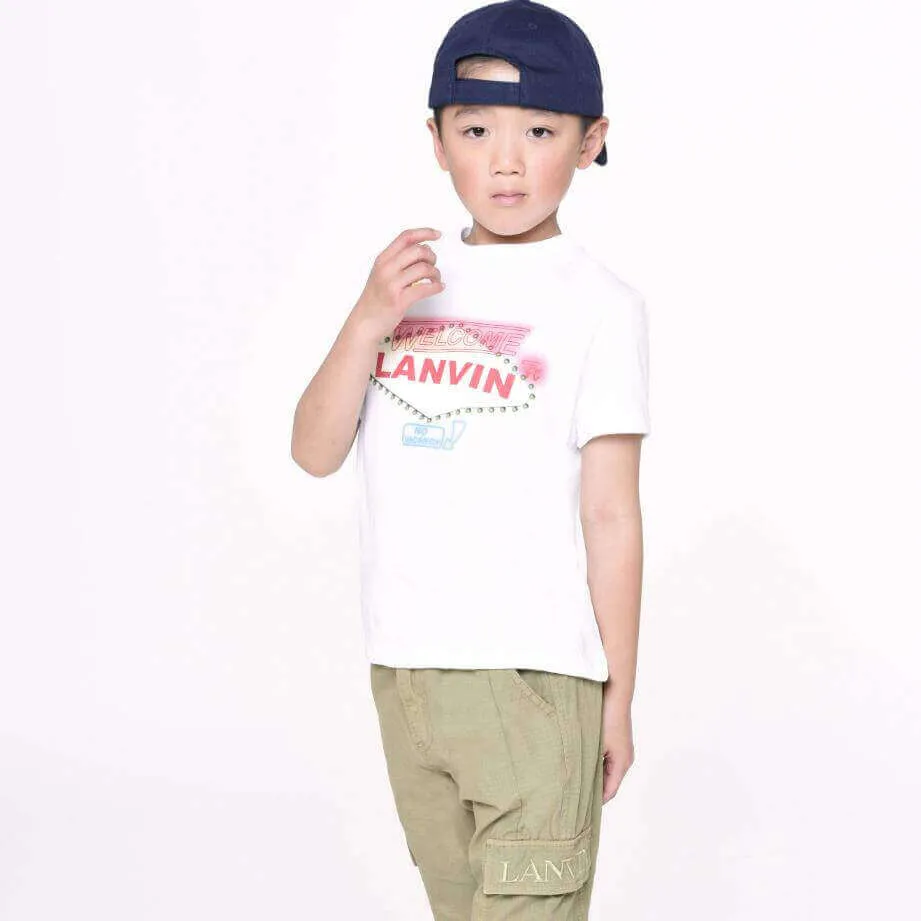 Boys White Las Vegas Print T-shirt