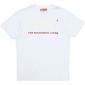 Boys White Living Print T-Shirt