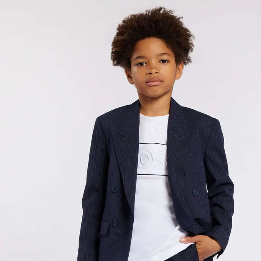 Boys White Logo Short Sleeve T-Shirt