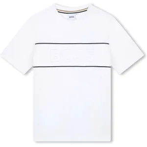 Boys White Logo Short Sleeve T-Shirt