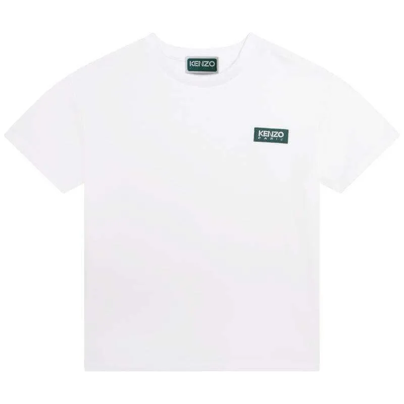 Boys White Organic Cotton Logo T-Shirt