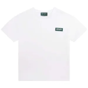 Boys White Organic Cotton Logo T-Shirt