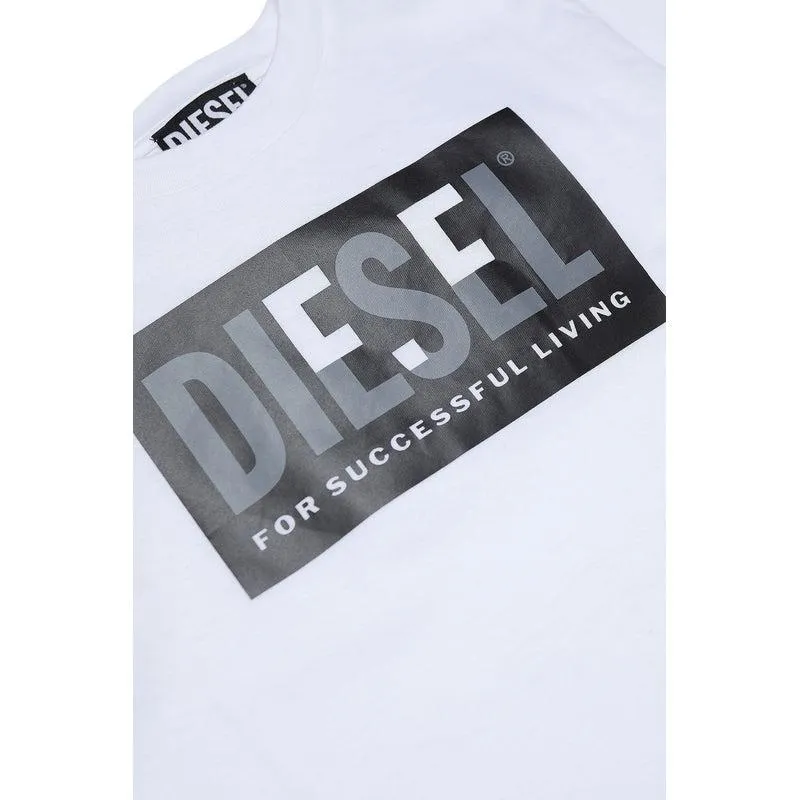 Boys White Patch Logo T-Shirt