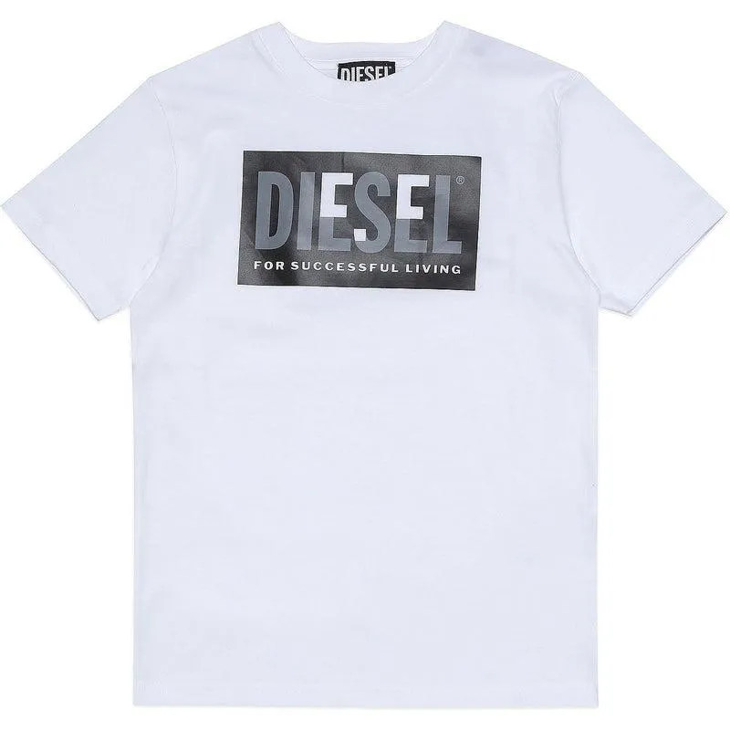 Boys White Patch Logo T-Shirt