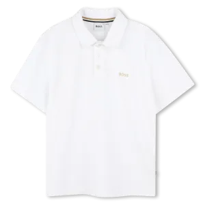 Boys White Short Sleeve Polo