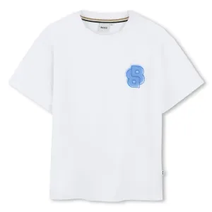 Boys White Short Sleeves T-Shirt