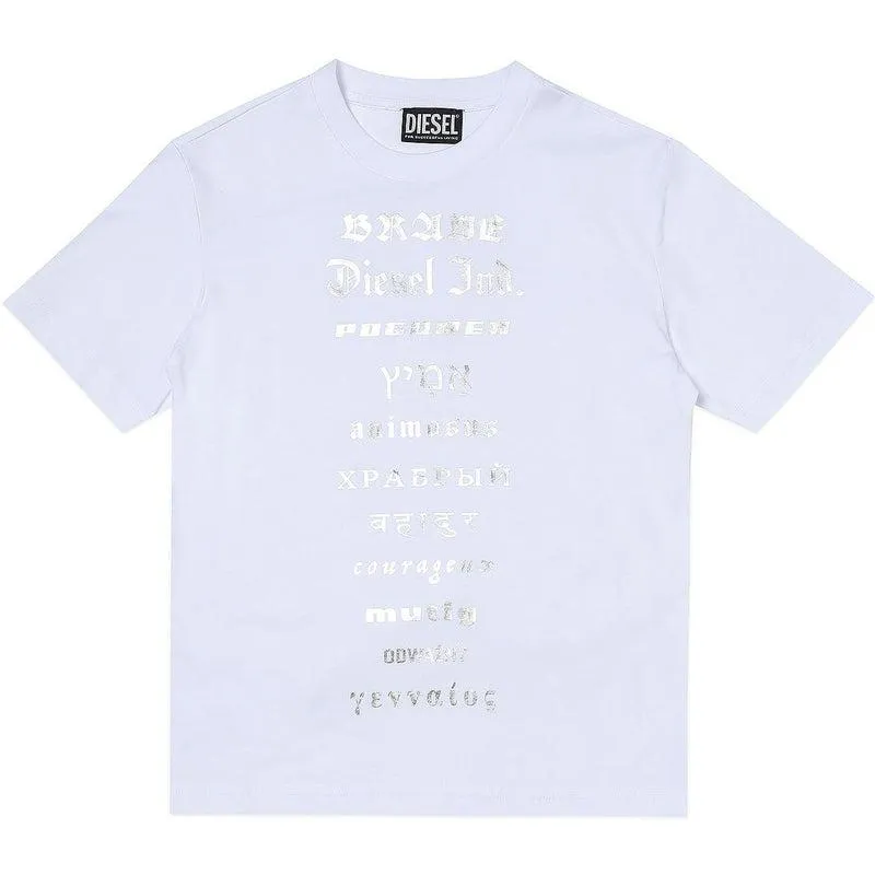 Boys White Text T-Shirt