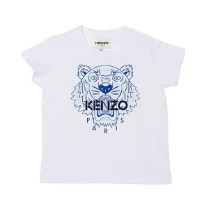 Boys White Tiger Print T-Shirt