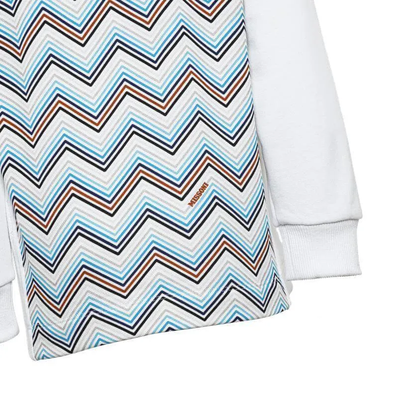 Boys White Zig Zag Hoodie