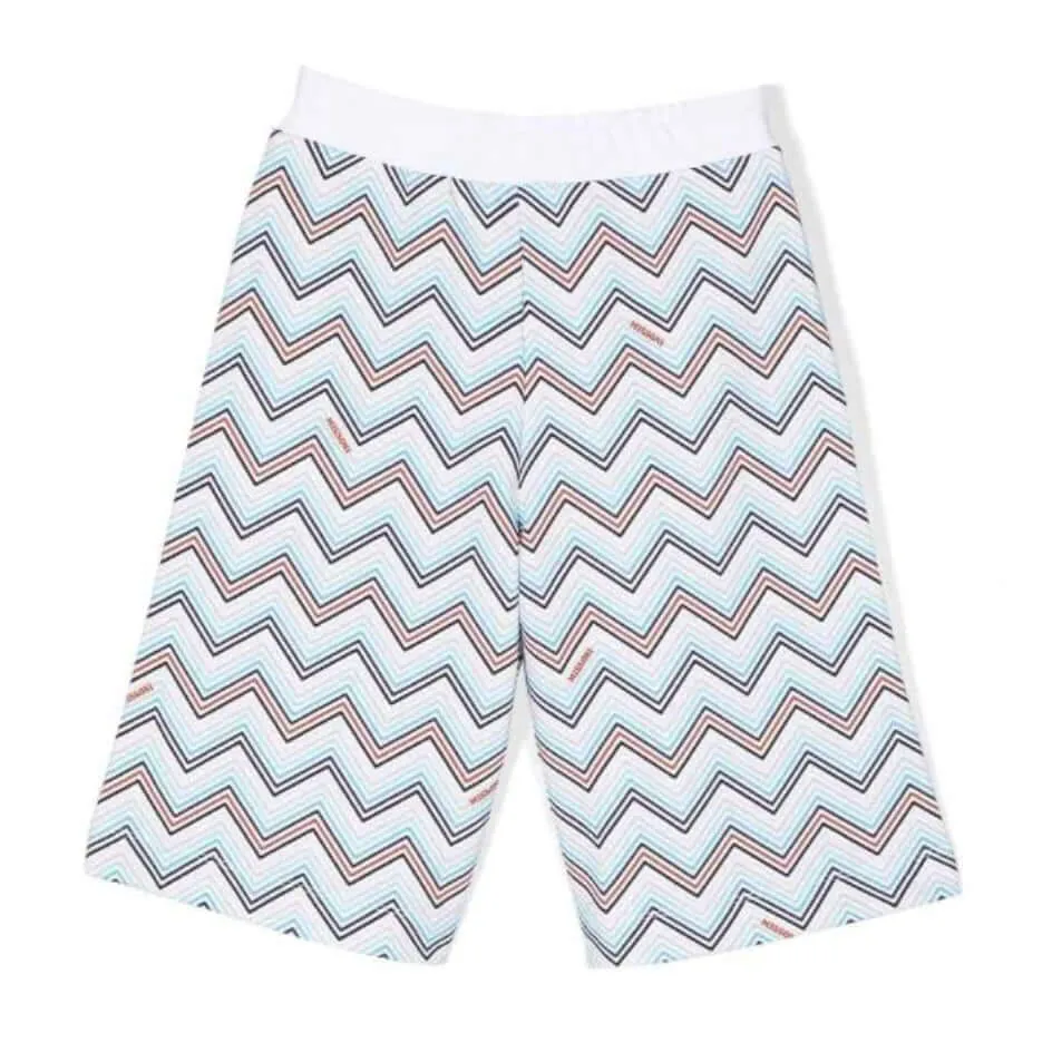 Boys White Zig Zag Short