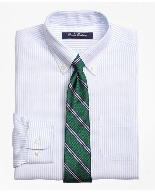 Brooks Brothers Boys Non-Iron Supima Cotton Oxford Stripe Dress Shirt Blue Brooks Brothers
