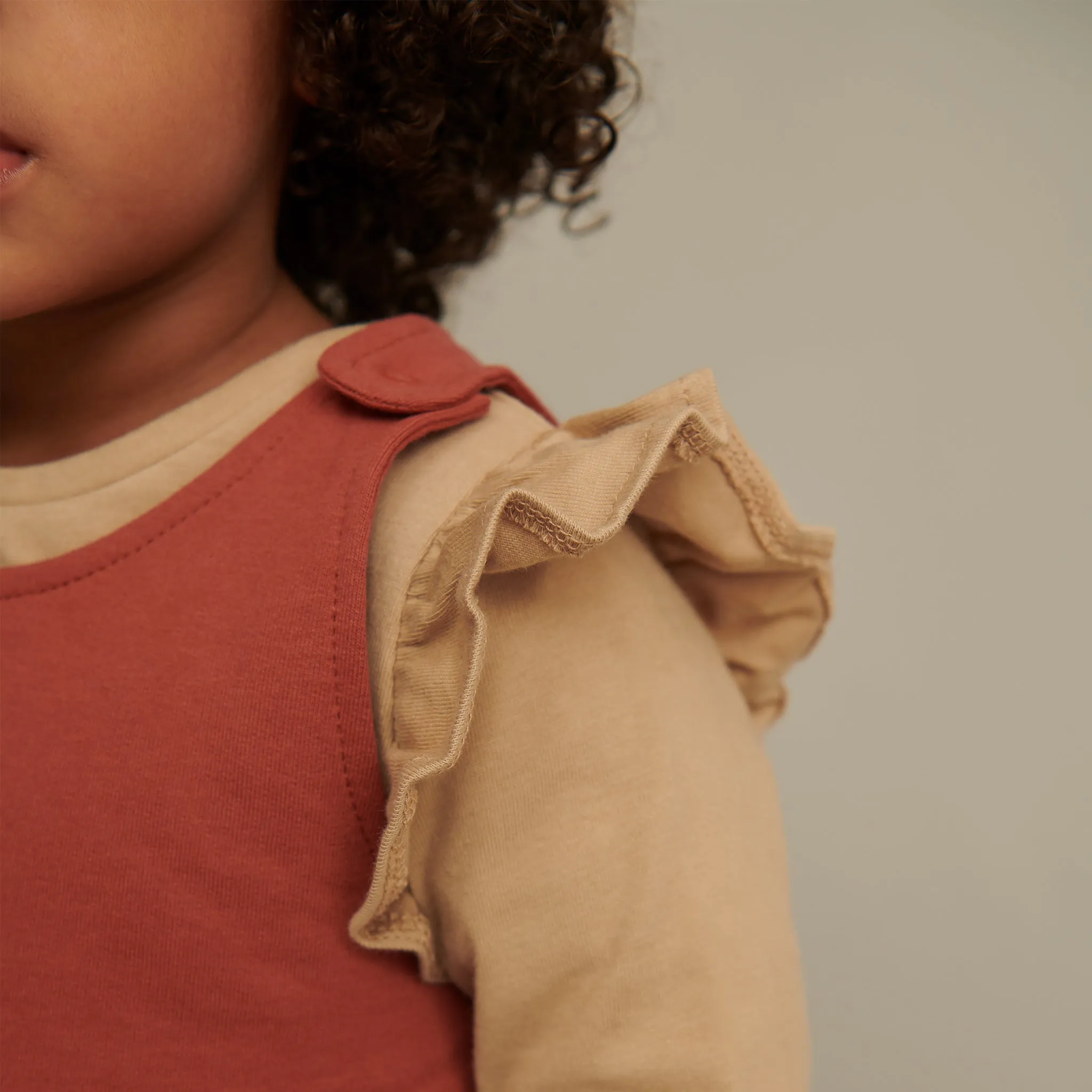 Caramel & Terracotta Dress and Ruffle T-Shirt Set