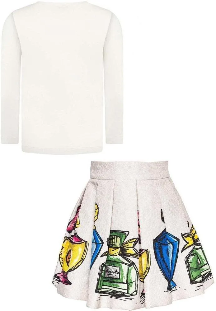 Cream 'Perfume' Top & Skirt Set