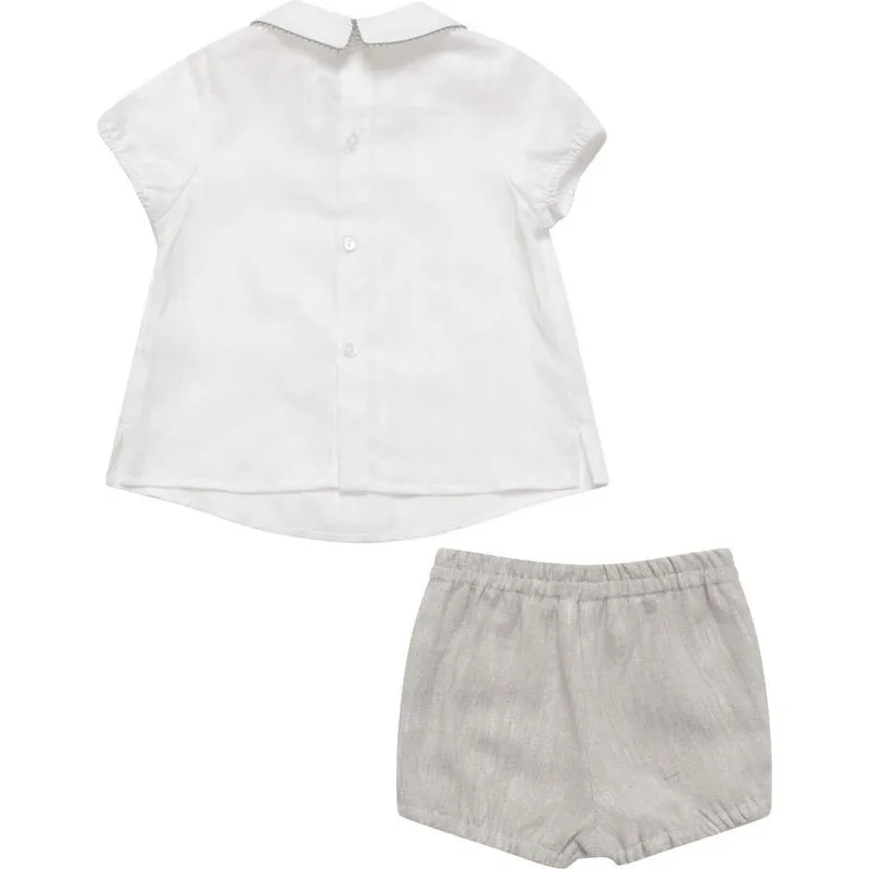 Cream Shirt with Beige Shorts