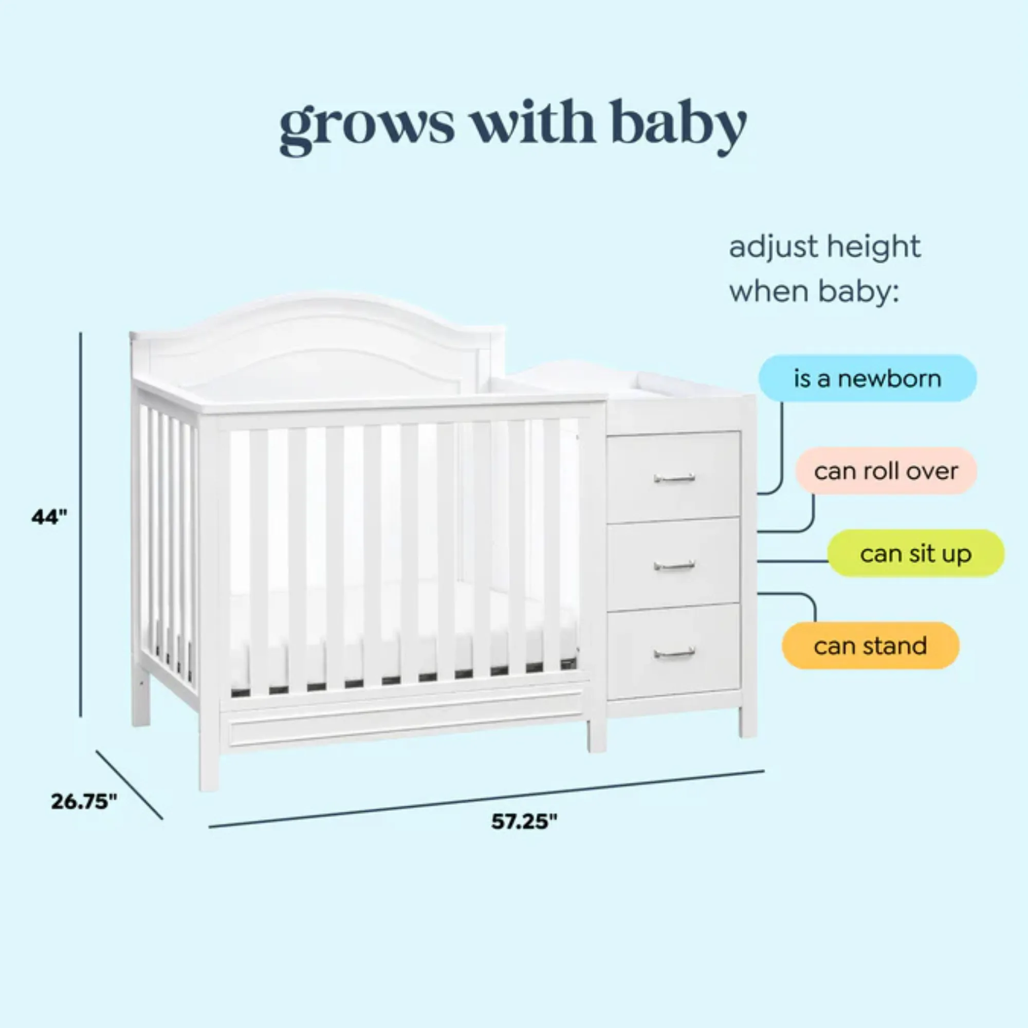 DAVINCI Charlie 4-in-1 Convertible Mini Crib & Changer