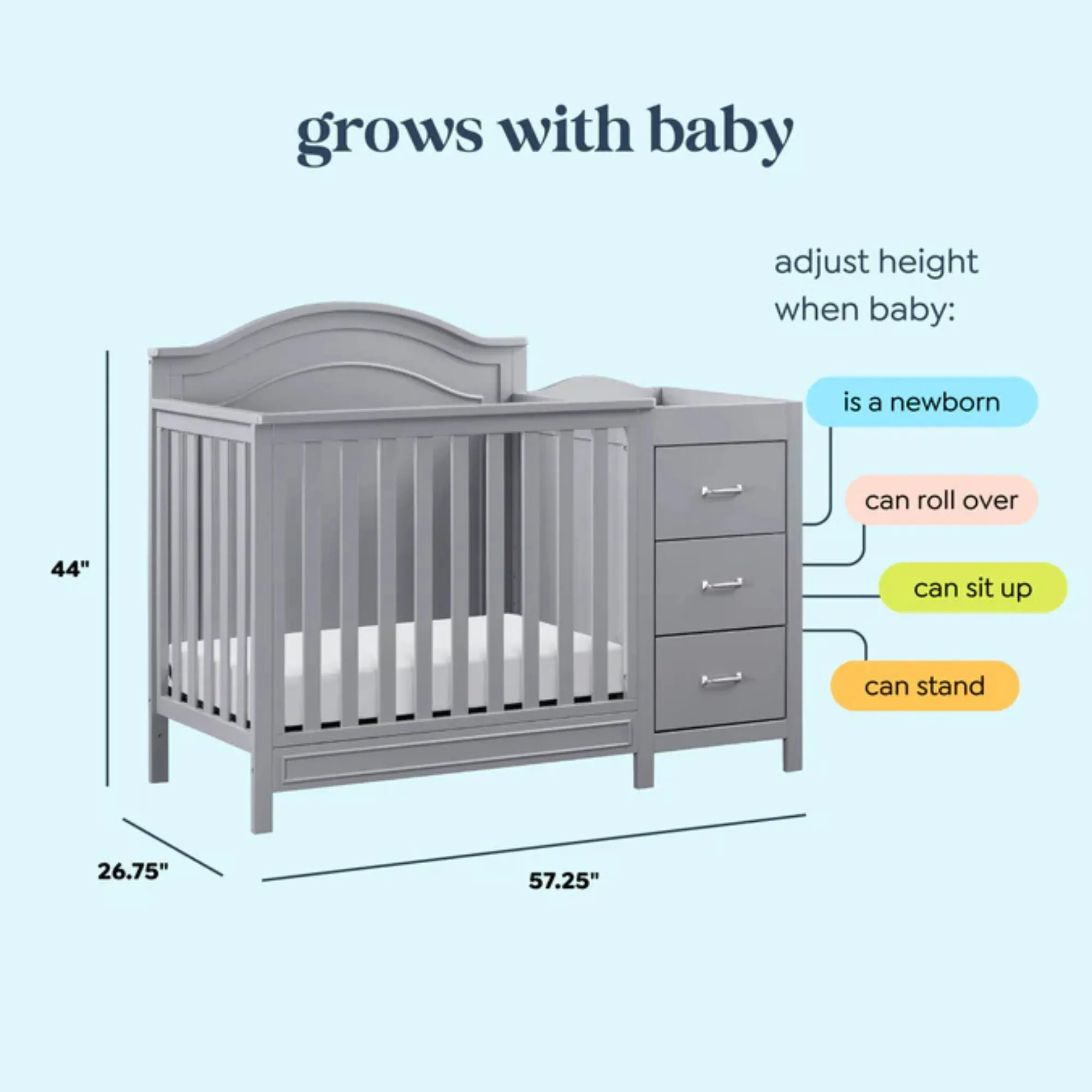 DAVINCI Charlie 4-in-1 Convertible Mini Crib & Changer