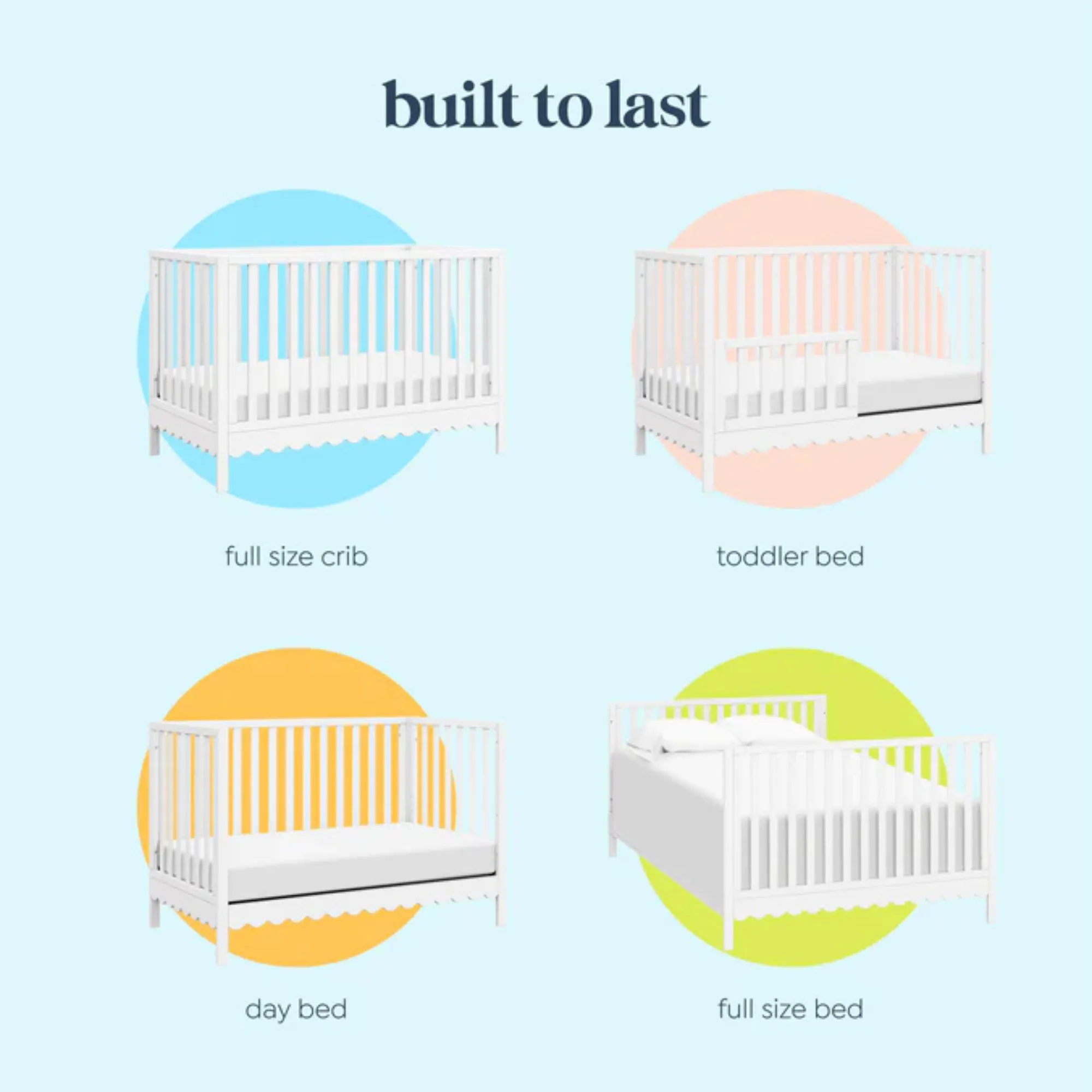 DAVINCI Sammy Scallop 4-in-1 Convertible Crib - White