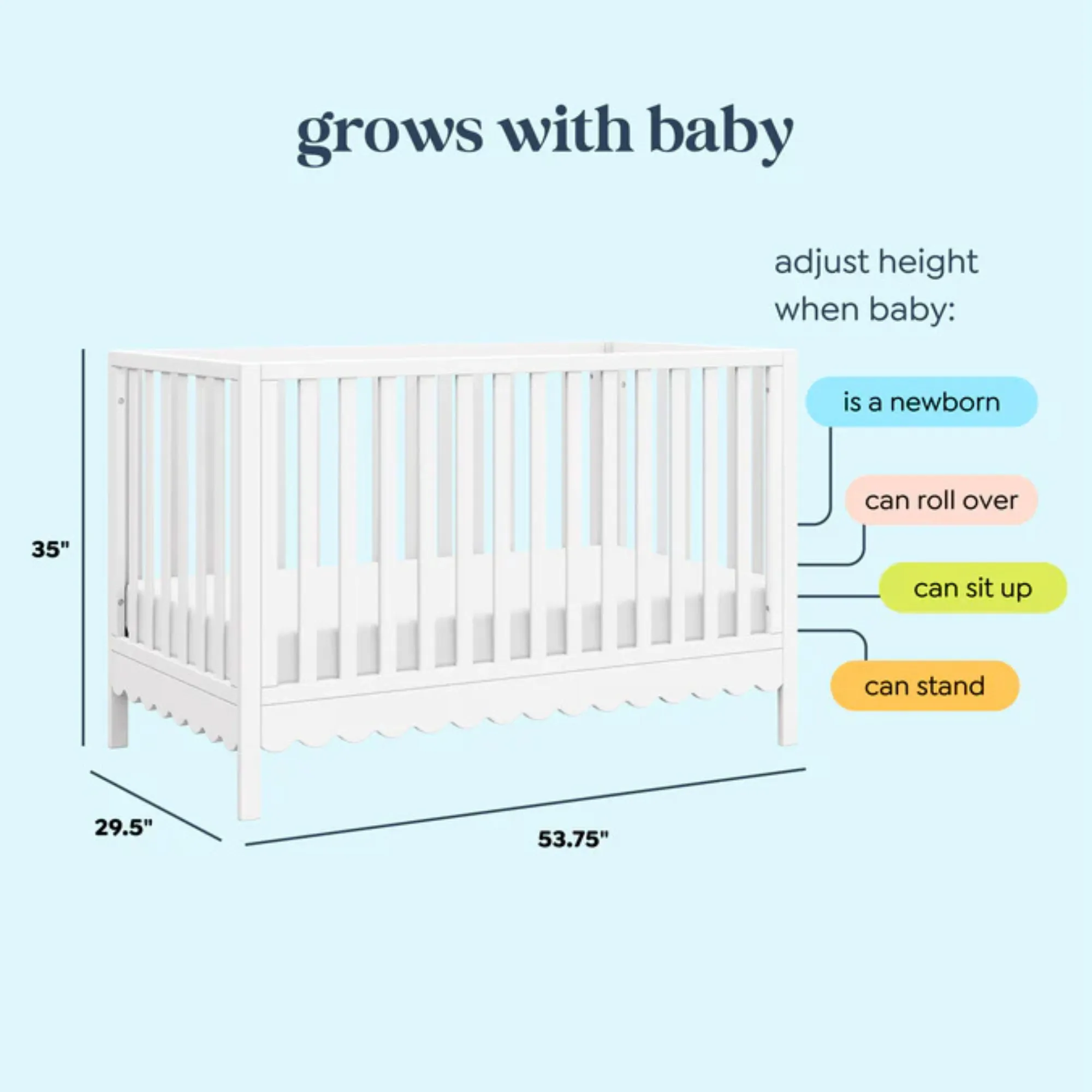 DAVINCI Sammy Scallop 4-in-1 Convertible Crib - White