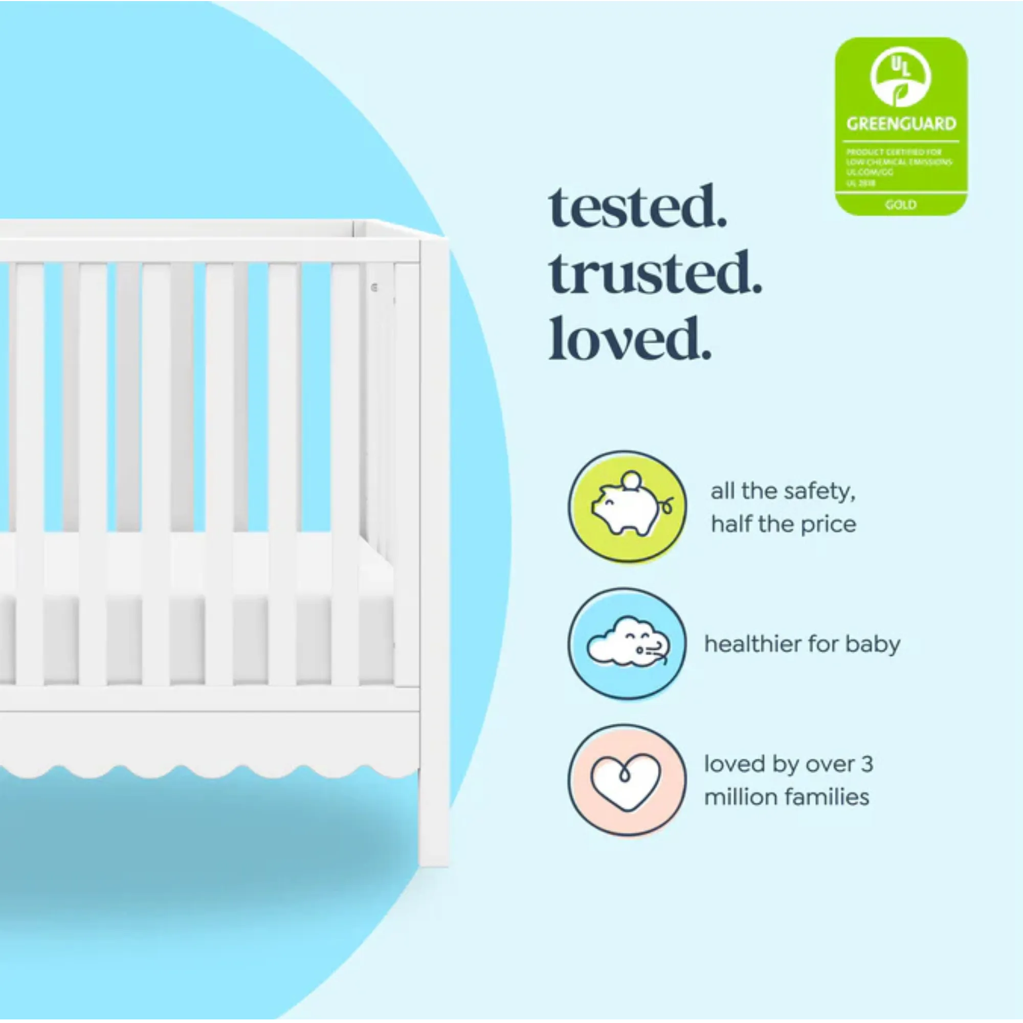 DAVINCI Sammy Scallop 4-in-1 Convertible Crib - White