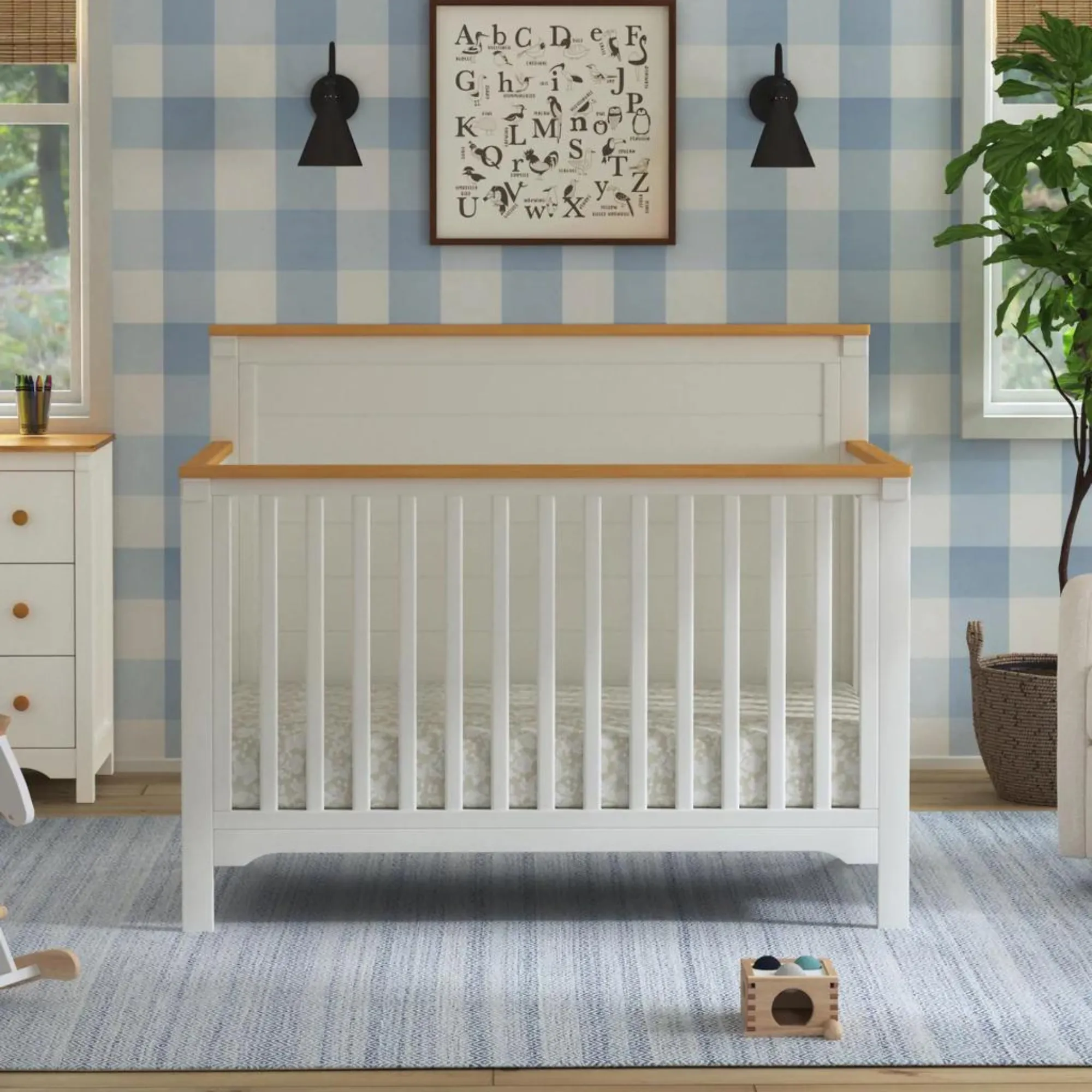 DAVINCI Shea 4-in-1 Convertible Crib - Warm White Honey - Warm White/Honey