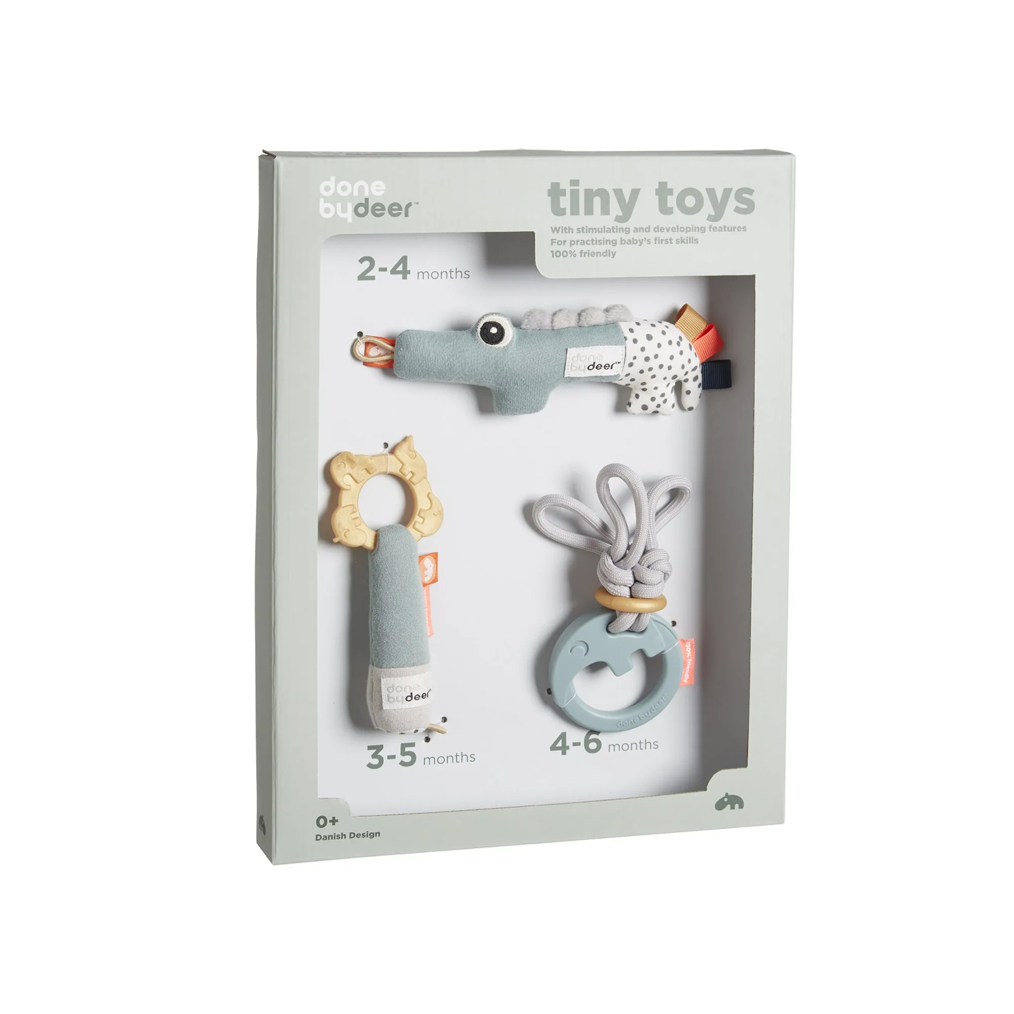 DONE BY DEER Tiny Activity Toys Gift Set Deer Friends - Blue
