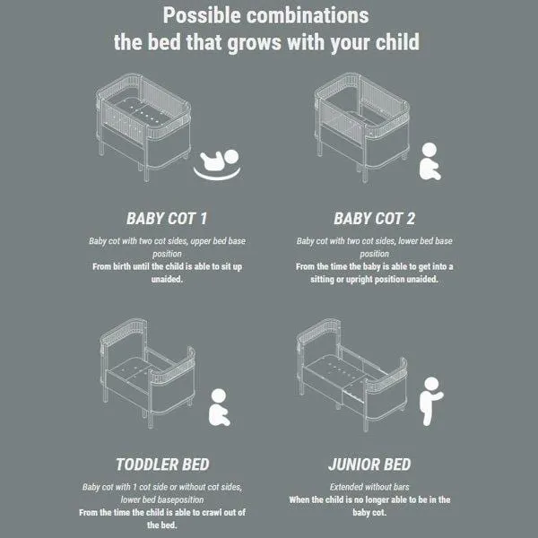 *Ex-Display* Sebra, Extendable Cot Bed Baby & Junior, Wooden   Mattress