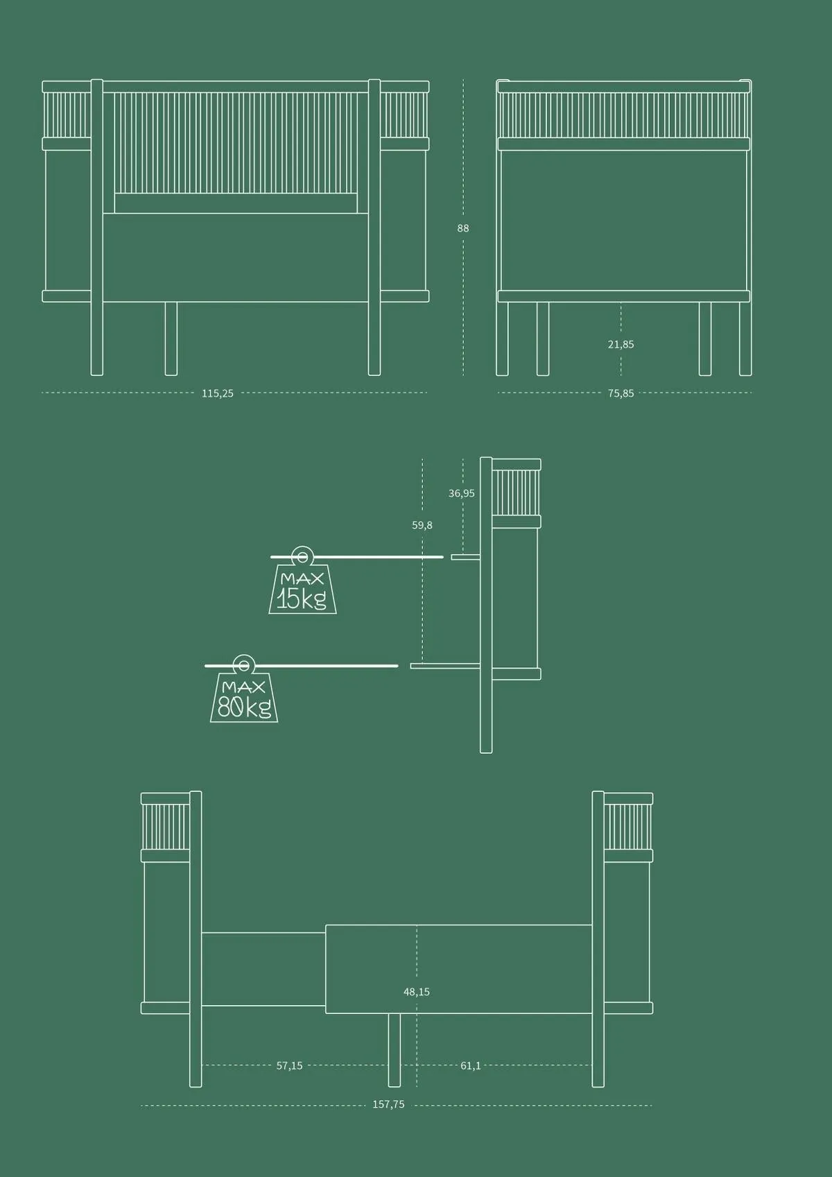*Ex-Display* Sebra, Extendable Cot Bed Baby & Junior, Wooden   Mattress