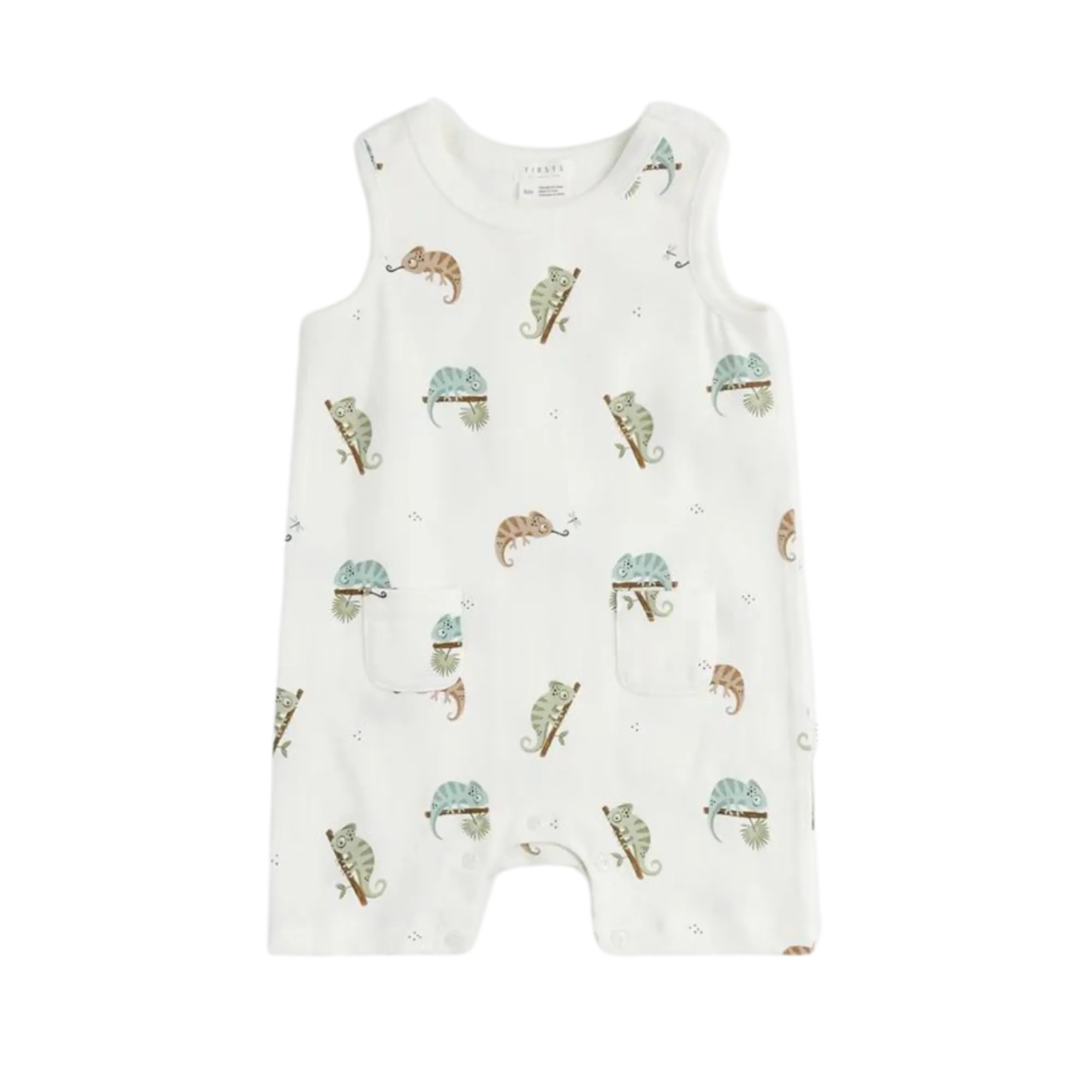 FIRSTS Chameleon Print on Off-White Sleeveless Romper