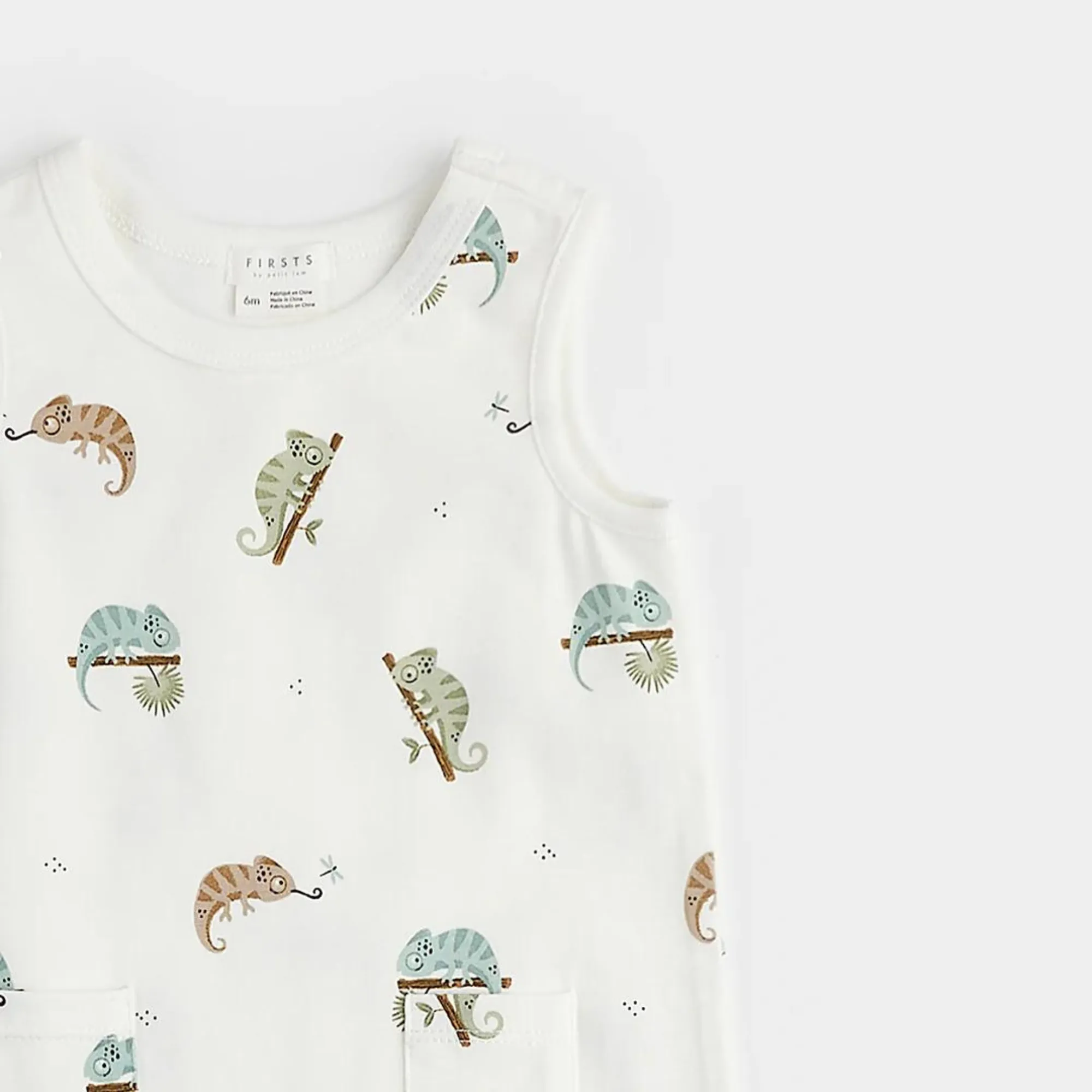 FIRSTS Chameleon Print on Off-White Sleeveless Romper