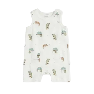 FIRSTS Chameleon Print on Off-White Sleeveless Romper
