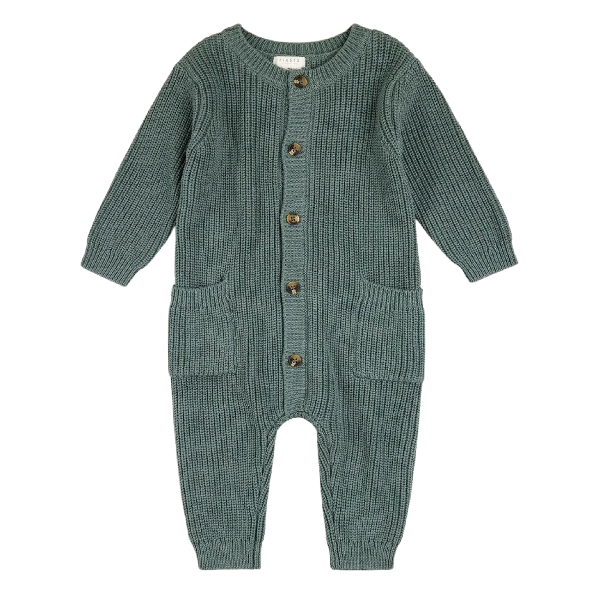FIRSTS Dark Teal Pointelle Knit Playsuit