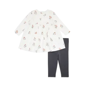 FIRSTS Floral Print Off-White Jersey Dress Set