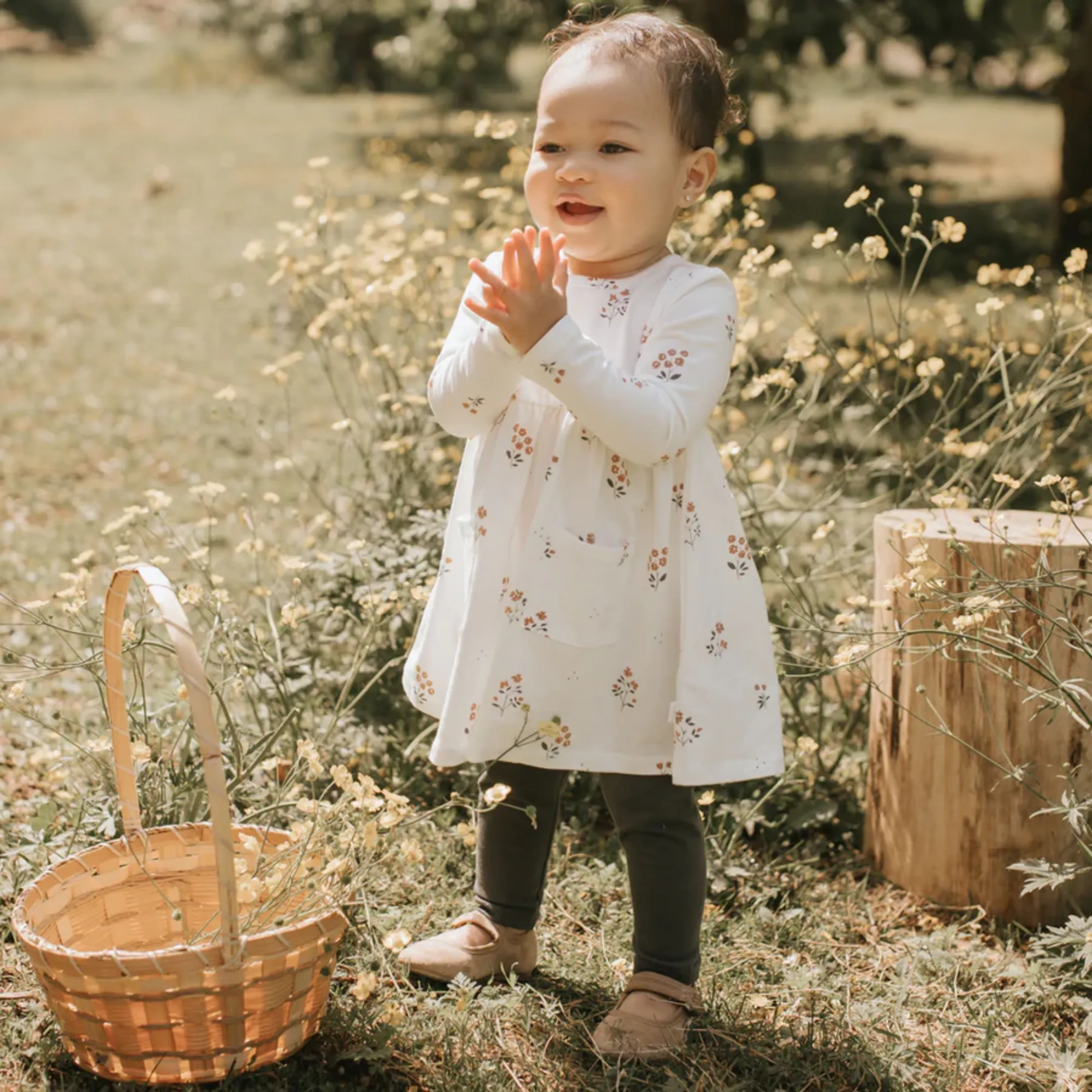 FIRSTS Floral Print Off-White Jersey Dress Set