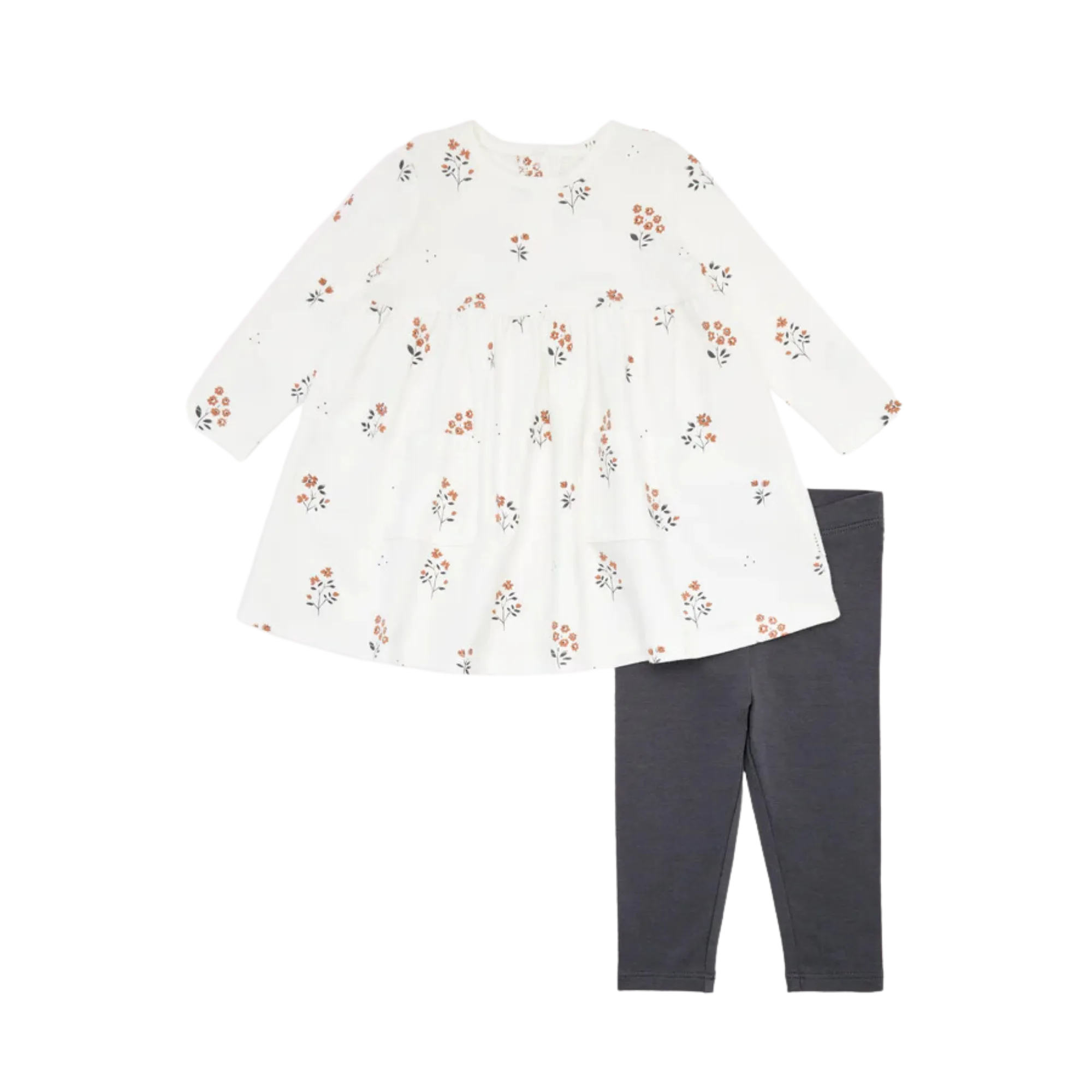 FIRSTS Floral Print Off-White Jersey Dress Set