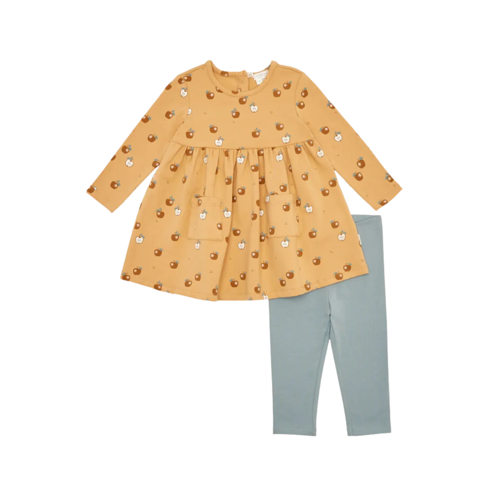 FIRSTS Golden Apples Print Butternut Jersey Dress Set