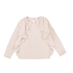 Girl Pale Pink Pleated Frill T-Shirt