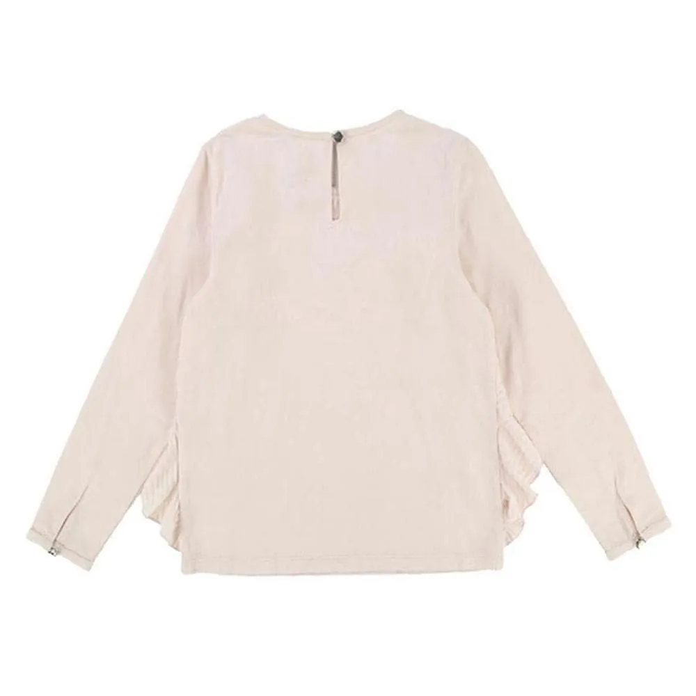 Girl Pale Pink Pleated Frill T-Shirt