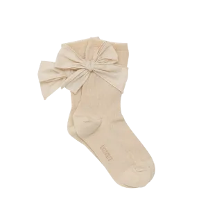 Girls Beige Bow Socks