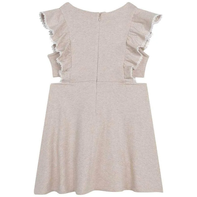 Girls Beige Cut Out Jersey Dress