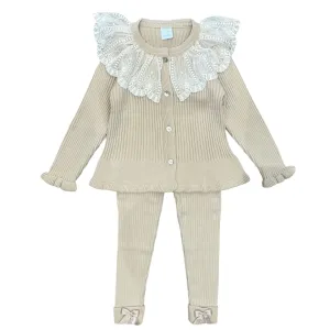 Girls Beige Frill Legging Set